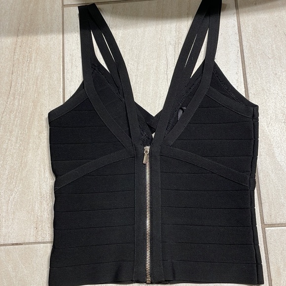 Bebe Black Crop Top - Zipper Back - Picture 2 of 4